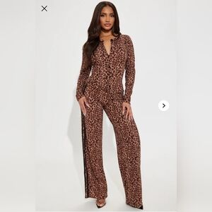 Fashion Nova Womens Leopard Pant Set Brown Size S